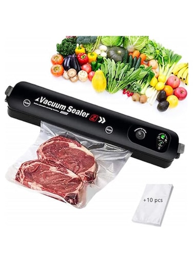 Dubai Gallery Automatic Food Sealer Machine For Food Preservation With 10 Bags 0.6 Kg 90 W Vacuumsealer Black