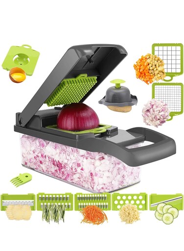 Vegetable Chopper - Time-and Labor-Saving Food Chopper - Pro Onion Chopper Vegetable Cutter and Dicers &iuml;&frac14;&OElig;12 in 1 Multifunctional Veggie Chopper&iuml;&frac14;&OElig;Container for Salad Potato Carrot Garlic