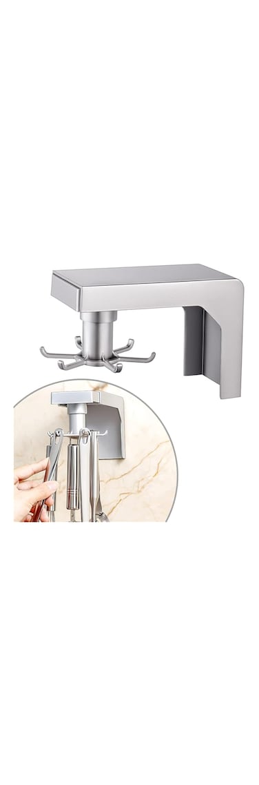 IBAMA Kitchen Hook Multi-Purpose Hooks 360 Degrees Rotated Rotatable Rack For Organizer and Storage Spoon Hanger Accessories (Silver)