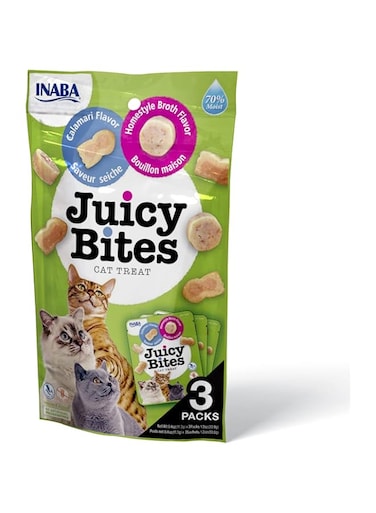Inaba Juicy Bites Homestyle Broth &amp; Calamari Flavor 33,9g /3 Pouches Per Pack