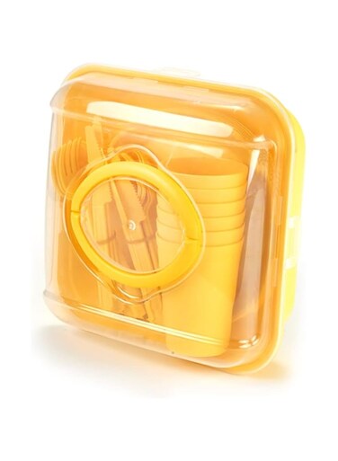 RoyalFord 32 Piece Charizma Picnic Set RF10797 Reusable Plates, Tableware Reusable Cutlery Suitable for Camping and Other Activities Non Toxic and Eco Friendly, Assorted Colors