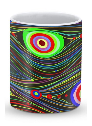 Premium Peacock Eyes Designer Mug Multicolour