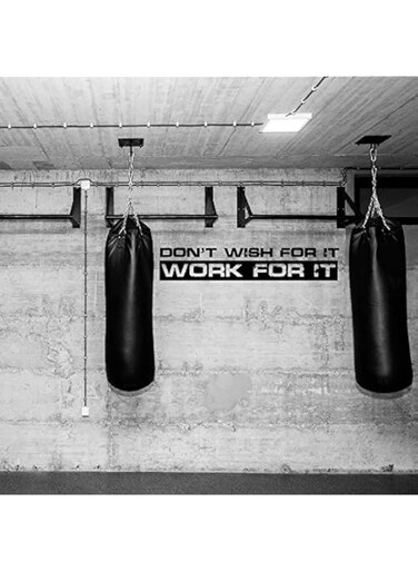 BPA Don't Wish for it Work for it Motivational Wall Decal Gym Classroom Quote Home Fitness Office Motivation Removable Sticker #1506 (36" Wide x 6.5" High, Matte Black)