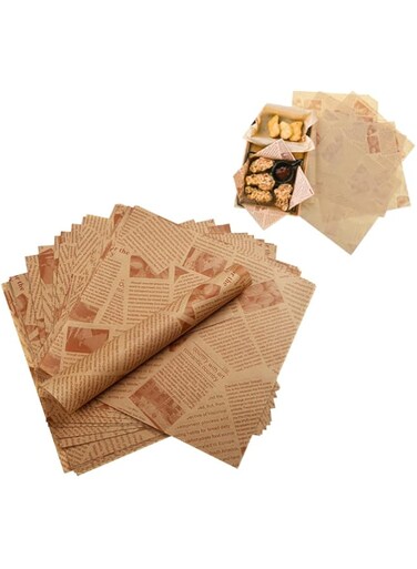 Duomama Greaseproof Paper -200 Sheets Baking Wrapping Paper for Versatile Food Wrapping and Basket Liners -for Cakes, Breads, French Fries, Sandwiches, Burgers, Hot Dogs - 22 * 22 cm Size