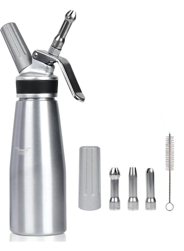 Cream Dispenser,500ml Whipped Cream Charger with Sturdy Aluminum Body And Head,Cream Maker with 3 Decorating Nozzles