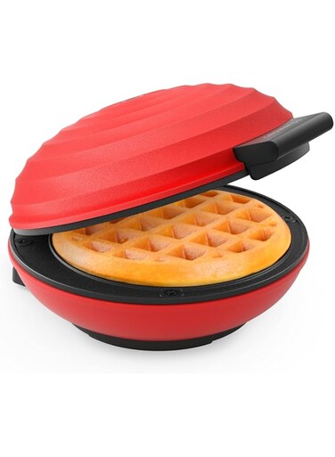 CROWNFUL Mini Waffle Maker Machine, 4 Inch Chaffle Maker with Compact Design, Easy to Clean, Non-Stick Surface, Recipe Guide Included, Perfect for Breakfast, Dessert, Sandwich, or Other Snacks, Red