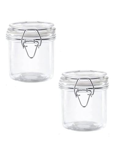 JANNAH 330ml Glass Canister Airtight Food Storage Container with Clear Secure Airtight Sealing Lid Wire Clip Fastening for Beans, Spice Jar, Cereal Kitchen Storage Organizer (2pcs)