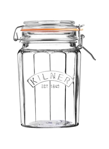 Kilner Glassware Facetted Clip Top Jar, Airtight Seal for Pickling, Preserving, and Storing, 33-1/2-Fluid Ounces
