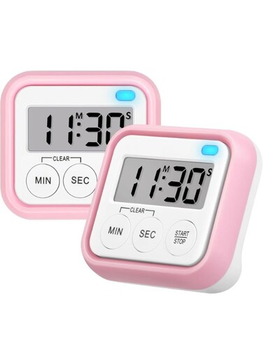 Kitchen Timers for Cooking Classroom Timer for Kids Teachers Magnetic Digital Timers 2 Pack, Pink