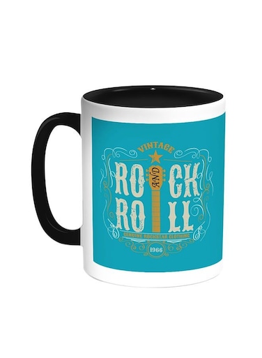 Rock And Roll Printed Coffee Mug Black White