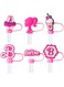 6Pcs Hot Pink Straw Covers for Stanley Tumblers: Reusable Silicone Toppers for 30oz &amp; 40oz Cups with Handle, Compatible with 10mm Straws