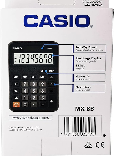 Casio MX-8B Desk Top Calculator, Black