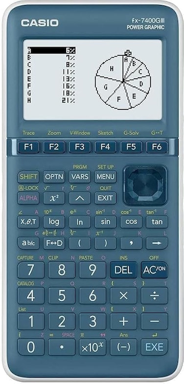 Casio FX-7400GIII Graphing Calculator Cyan Display (digits): 21 Battery operated (W x H x D) 87.5 x 21.3