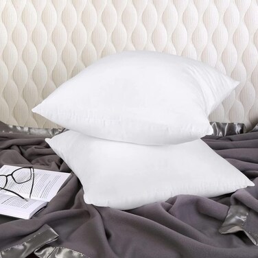 Home Luxury Cushion Filler, Decorative Pillow Inserts (Pack of 2, White) - Square Indoor Bed and Couch Pillows - Hollowfibre Cushion Fillers (Pack of 2, 50 x 50 cm)
