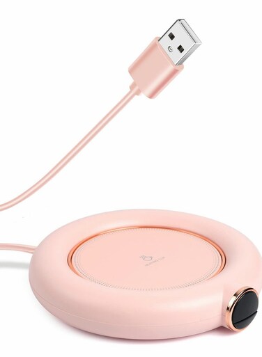 Smart Electric Coffee Mug Warmer with Auto Temperature Control for Beverages - Ideal for Coffee, Tea, Milk &amp; Hot Chocolate (Pink)