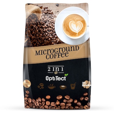 Optitect Arabica Microground Coffee 2 in 1, 24 Stick Packs