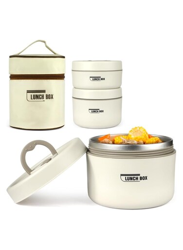 Stainless Steel Bento Box Adult Lunch Box, Bento Box Adult Lunch Box with Lunch Bag, Microwave-Safe Thermal Bento Lunch Container For Adults Kids, Salad Lunch Containers, Set of 3 Bento Lunch Boxes