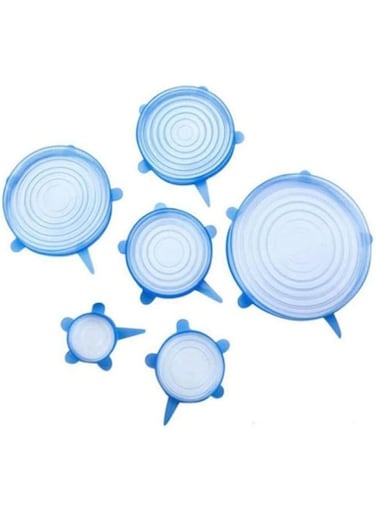 Dubai Gallery 6 Pcs Reusable Silicone Stretch Lids Universal Lid Blue 6Ounce