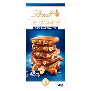 Lindt Les Grandes Milk Hazelnut Chocolate Bar, 150g