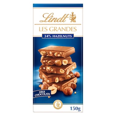Lindt Les Grandes Milk Chocolate with 34% Hazelnuts, 150g