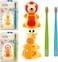 Flipper Toothbrush Cover &amp; Toothbrush Flp Fun Animal Combo Pack/Giraffe + Lion, Soft Bristles Toothbrush, Toothbrush Holder For wall, Made In Malaysia