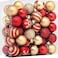 50pcs Classic RED and GOLD Christmas Ornament Set - 4cm Electroplated Painted Holiday Decor Balls for TreeShatterproof Christmas Hanging Balls for Xmas Tree Holiday Wreath Garland Decor Ornaments