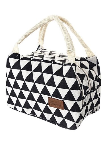 Thermal Insulated Printed Lunch Bag Black/White One Sizecm