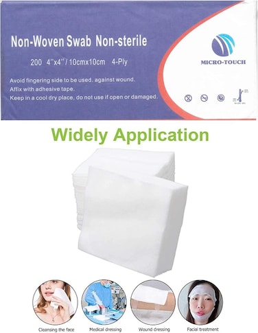 Micro Touch Non Woven Gauze Swab - 10cm X10cm 4Ply -Pack of 200 Pieces