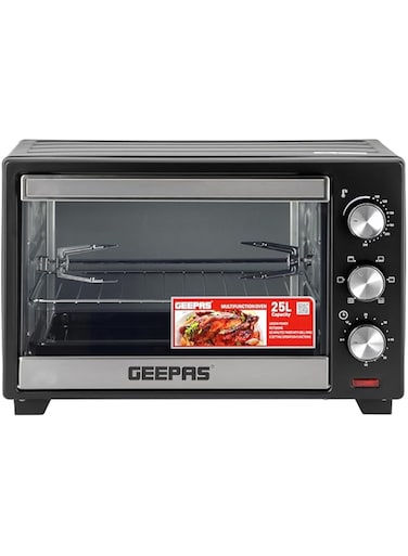 Geepas Electric Oven With Rotisserie 25L,1600W GO34040  Perfect for Baking, Roasting &amp; Grilling - Accessories Included &ndash; 2 Years Warranty