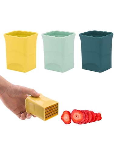 NALACAL 3PCS Strawberry Slicer - Cup Slicer - Cup Fruit Slicer - Cup Slicer Handheld - 2024 New Mini Fruit Slicer Cup - Stainless Steel Strawberry Slicer