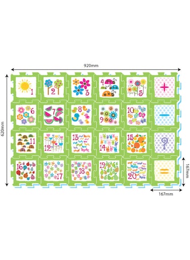 Sunta Numbers and Objects Puzzle Mat 24-Pieces, Multicolor