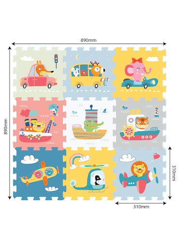 Sunta Transportation &amp; Animals Baby Puzzle Mat 9-Pieces