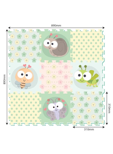 Sunta Insects World Puzzle Mat 9-Pieces, Multicolor