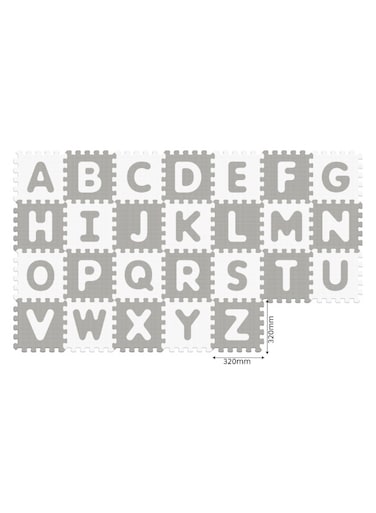 Sunta Antibacterial Alphabet Puzzle Mat 26-Pieces, Grey