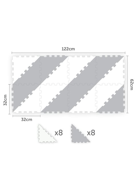 Sunta, 2 Colours Triangle Puzzle Floor Mat, Floor Mat Mix &amp; Match Triangle Puzzle,16 Pcs, Grey
