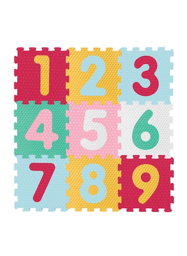 Sunta Mix Textured Numbers Puzzle Baby Mat, Interlocking Puzzle Foam, Baby Mat, Child Floor Mat, odorless and Waterproof, Non-toxic, High Quality EVA Foam, Non-Toxic Bedroom Mat, 9pcs - Assorted