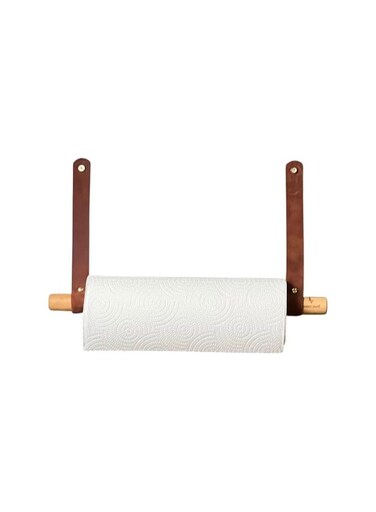 Decor   Japanese Paper Towel Holder - Minimalist Design Towel Bar Made Of Solid Wood And Leather -Wall Mounted Roll Dispenser (Model A)