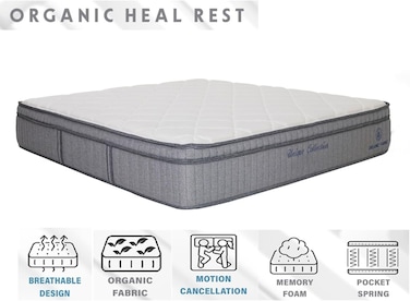 مرتبة Organic Heal Orthopedic - زنبرك جيب ممتاز مع تقنية تبريد ونسيج مضاد للحساسية ، دعم متوسط الصلابة - مثالي لتخفيف آلام الظهر (Twin XL: 200x100)