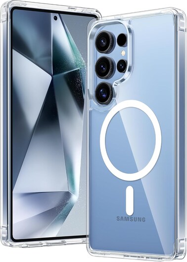 Samsung Galaxy S25 Ultra Clear Magnetic Cover, MagSafe Compatible, Hybrid Protective, Crystal Clear Back Case, Shockproof Silicone Frame, Slim Transparent Case 1 PACK (Samsung Galaxy S25 Ultra)