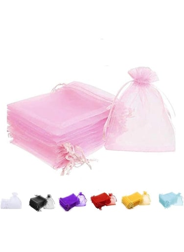 MARKQ [100 Pieces] Light Pink Organza Bags with Drawstrings - [7x9 cm] Organza Goody Bags and Gift Pouches for Jewelry, Candy &amp; Party Favors