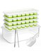 Ice Cube Tray with Lid and Bin, 4 Pack Silicone Plastic Ice Cube Trays for Freezer with Ice Box, Ice Trays with Ice Container, Stackable Ice Tray with Storage Ice Bucket Kits,Ice Tong,Ice Scoop,Gree