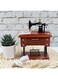 SYOSI Sewing Machine Music Box, Vintage Hand Cranked Mechanism Mini Musical Retro Classical Table Desk Decoration (Brown)