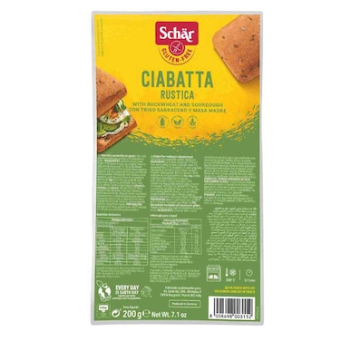شار خبز شياباتا روستيكا خالي من الغلوتين 200 غرام