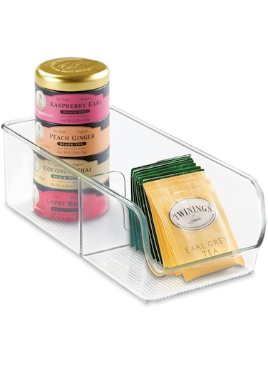 iDesign Linus Spice Packet Organizer Bin for Kitchen Pantry, Cabinet, Countertops - Clear Large