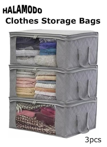 3pcs Clothes Storage Bags Foldable Blanket Storage Bags Storage Containers for Organizing Bedroom, Closet, Clothing, Comforter, Organization