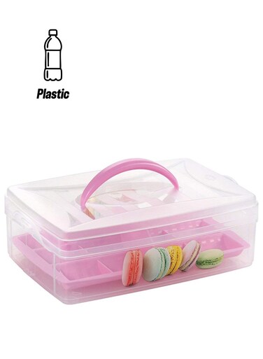 Plastic Food Container Clear/Pink