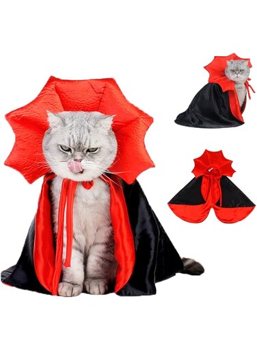 Qidelong Dog Cape Costume - Pet Halloween Costumes Cat Vampire Cloak, Dog Witch Clothes for Small Medium Dogs Cats Puppy, Funny Dog Cosplay Dress Wizard Outfit, Dog Mantle Apparel for Halloween Party