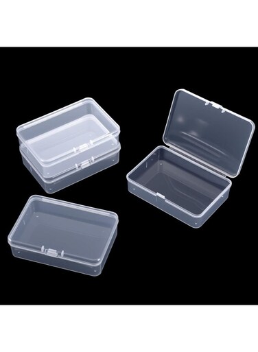 DAI 4 Packs Plastic Storage Containers Box, Clear Rectangle Bead Organizer Case with Lids for Crayons, Crafts, Bobby Pin Holder(9.5x 6x3cm)