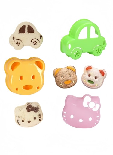 Cartoon Bear Car Kitty Cat Shape Sandwich Cutter and Sealer Bento Toast Bread Sandwich Mould, Uncrustable Sandwich Mould, Cut and Seal, Lunchbox and Bento Box Food Grade Safety