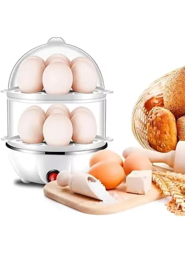 HNS MART New Home Appliance Portable, Household Automatic Mini Rapid Egg Cooker 7 14 Egg Boiler Electric Egg Boiler Cooker, Double Layer Electric Egg Poacher &amp; Breakfast Machine Auto Power Electric.